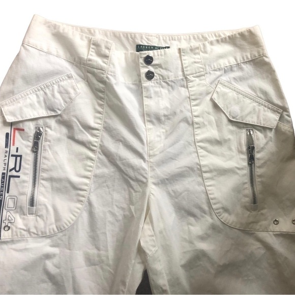 VTG Ralph Lauren Active White Logo Cotton Blend Capri Crop Pant Pockets Sz. 6X18 - Picture 3 of 7